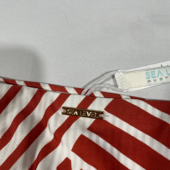 NEW Sea‎ Level [ 12 US ] Mix Striped High Waisted Bikini Bottom Sun Orange - Picture 11 of 12